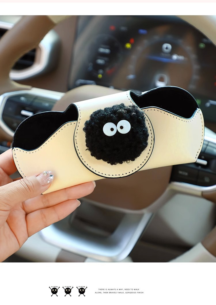 Car Glasses Clip Car Sun Visor Multi-functional Cute Little Briquette Sunglasses Clip Car Storage Box Storage Artifact