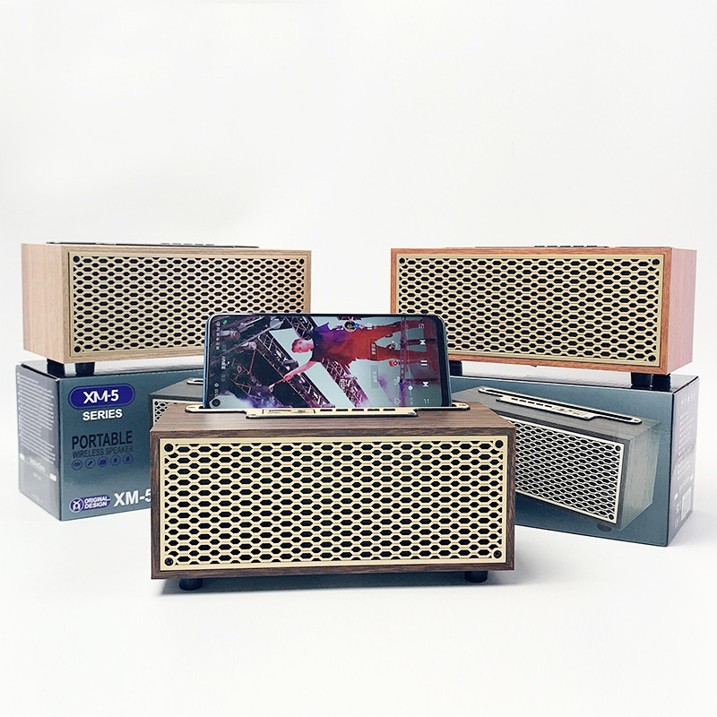 Xm 5新型無線bluetoothスピーカーデスクトップ木製レトロラジオミニポータブルカード小音響|undefined