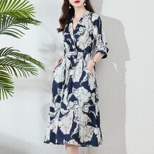 厂家直销真丝桑蚕丝连衣裙子2023年新款法式女士夏装雪纺奢华