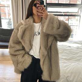 秋冬新款加厚仿狐狸毛皮草外套中长款环保皮草大衣女毛绒女装轻奢