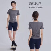 新款运动短袖修身显瘦速干健身服弹力紧身跑步训练透气瑜伽上衣女