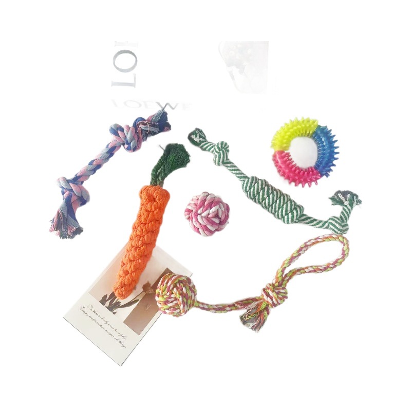 Maggie amazon mascotas juguetes combinación de cuerda de algodón conjunto de cuerda de mordida para perros Teddy Corky juguetes para perros al por mayor