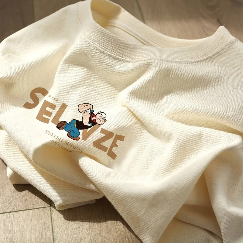 100% Pure Cotton Short-Sleeved Round Neck T-Shirt for Women 2026 Summer Cute New Style Loose and Sweet Cartoon Top Ins Style