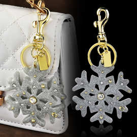跨境圣诞节主题圣诞雪花包包挂件雪花锁匙扣汽车钥匙挂饰批发饰品