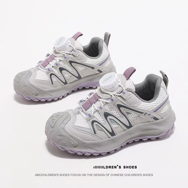 Спортивная обувь для девочек 2025 весна и осень новые детские сетчатые дышащие пуговицы туфли для мальчиков на мягкой подошве