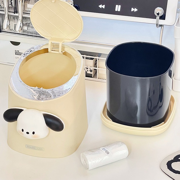 Mini estilo japonés lindo papelera de escritorio simple presión papelera de basura dormitorio de estudiantes cabecera papelera de basura
