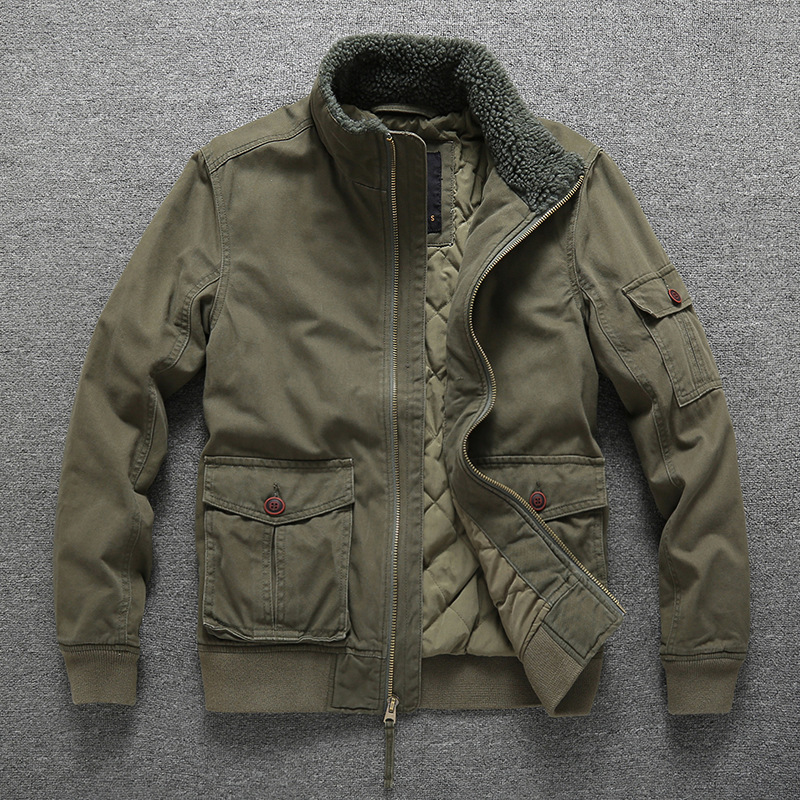Invierno nuevo estilo chaqueta de mediana edad hombre simple más chaqueta de camuflaje de terciopelo al por mayor chaqueta de hombre casual gruesa cálida otoño