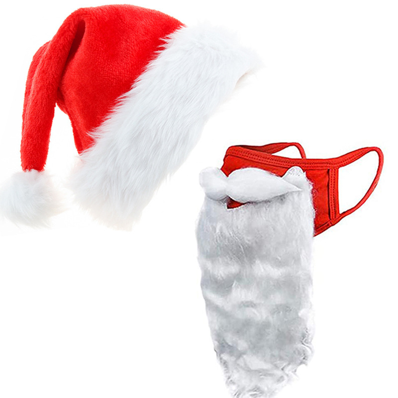 Maschera per barba di Natale Maschera per barba bianca divertente e festiva Maschera in cotone rosso Ornamenti natalizi_voghion.com
