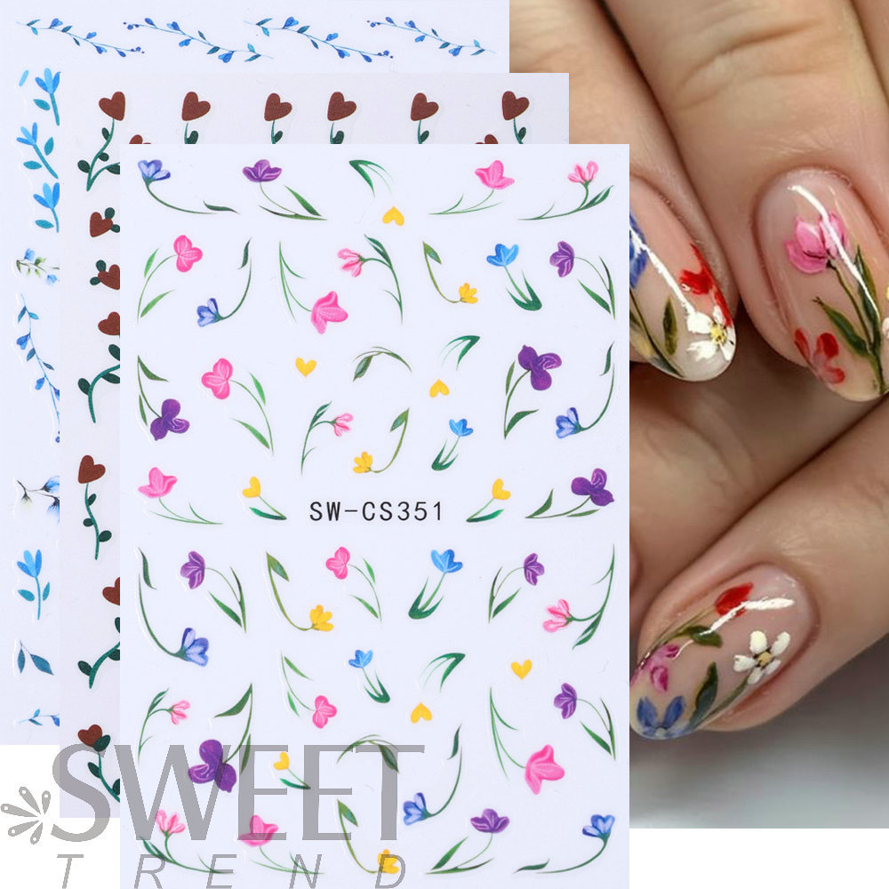 Comercio exterior transfronterizo nuevo 3D flor salvaje pegatinas de uñas pegatinas de uñas joyas al por mayor serie SWCS