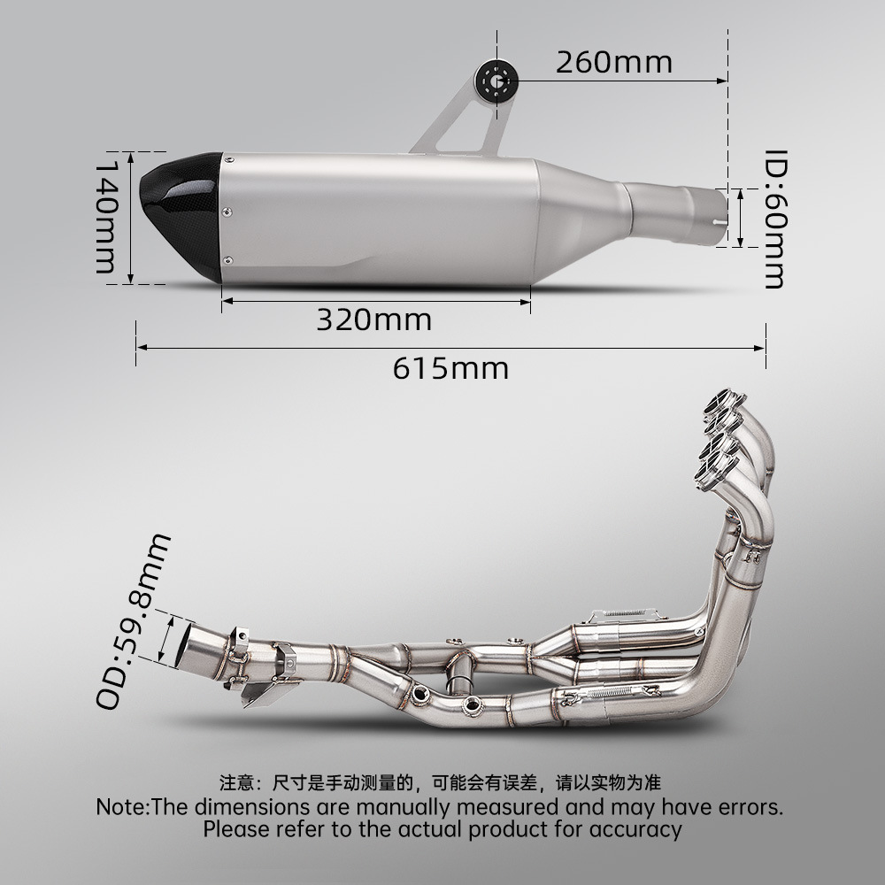Motorcycle S1000Xr Modification Stainless Steel Split Straight-Through Front and Rear Section Set Full Exhaust Pipe Set