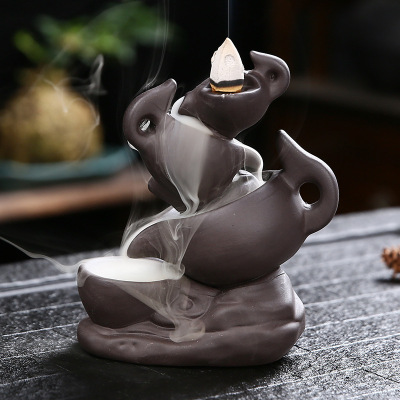 陶瓷香薰炉家居摆件 精美葫芦倒流香炉 紫砂香器香道用品跨境批发