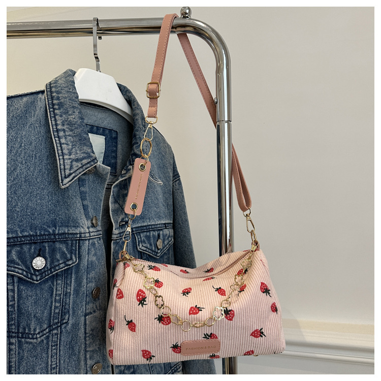 Korean version Instagram fashion cute girl pillow bag 2024 summer new simple casual corduroy single shoulder diagonal_voghion.com