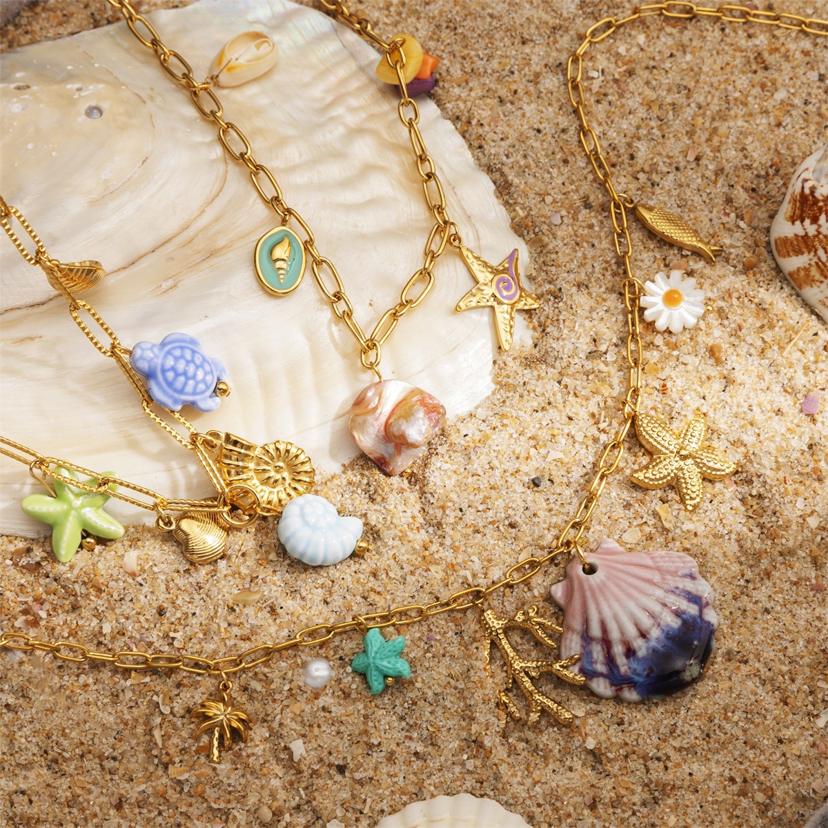 Taena Advanced Steel Ocean Wind Collar colgante desmontable Beach Holiday Wind Joyas explosivas transfronterizas