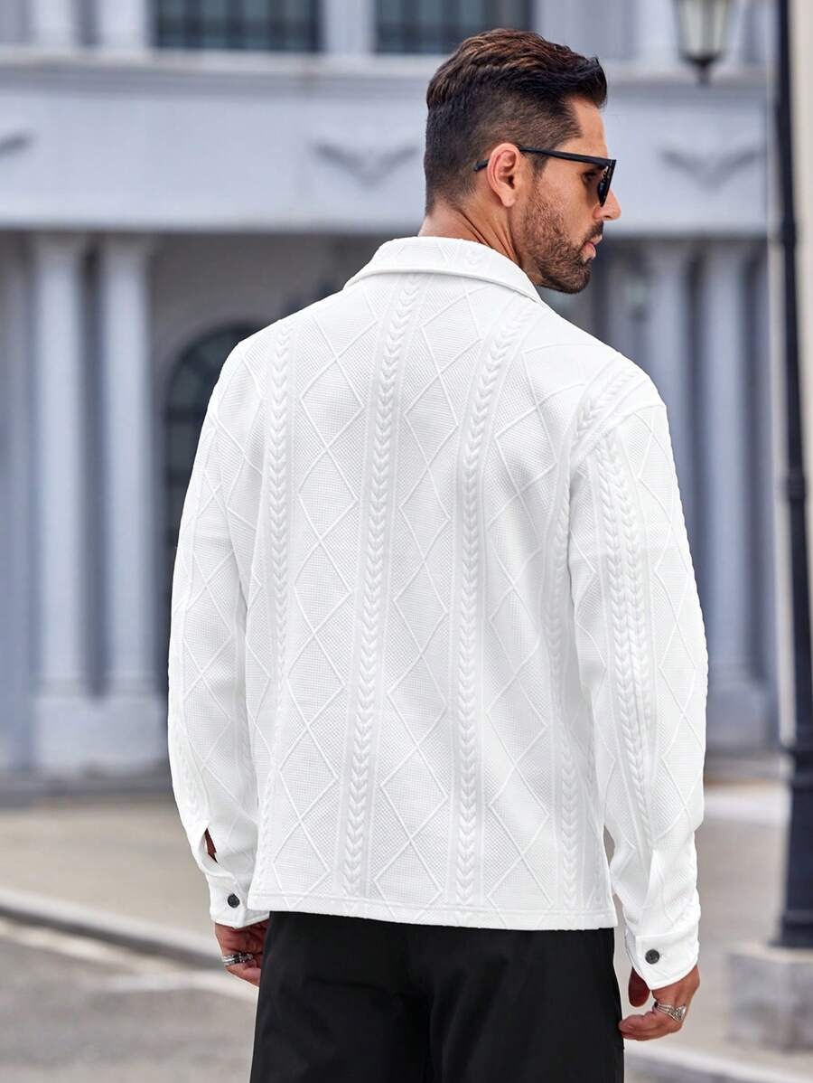 Herren Strickjacke Mit Jacquard Muster Und Stehkragen Für Herbst_voghion.com