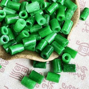 Bracelet Necklace Lanyard Imitation Jadeite Dry Green Straight Jade Beads Barrel Beads Emerald Bamboo Passepartout Emerald Green Loose Beads