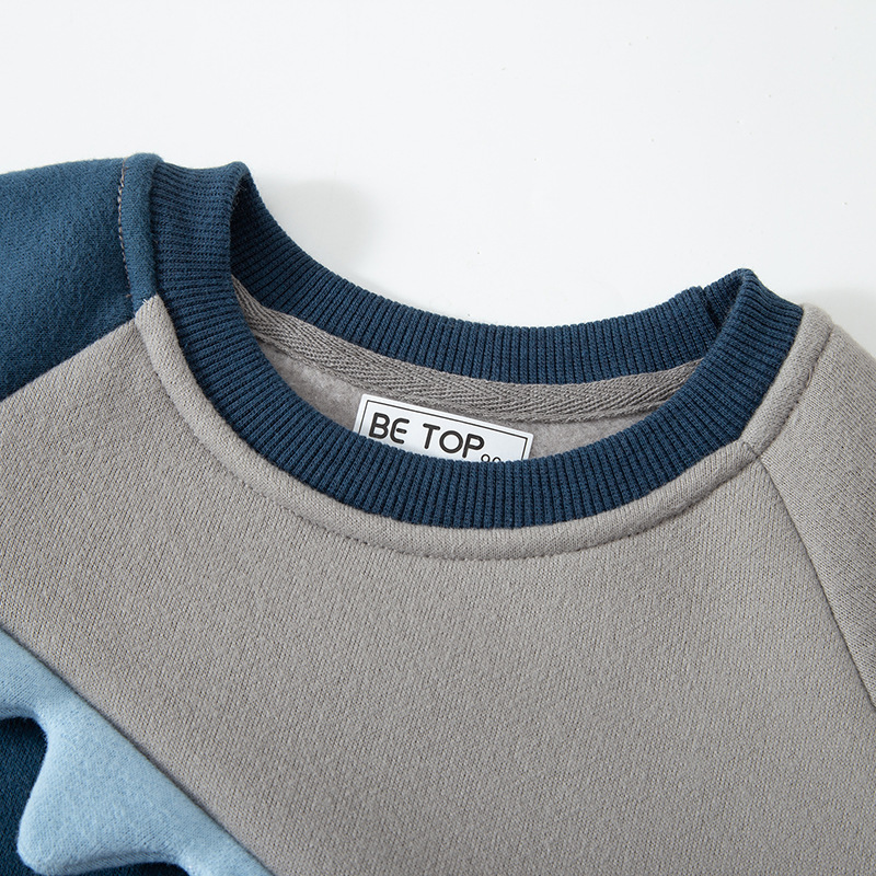 2024 Nuevo Ser Superior suéter de los niños fleece-forrado Jersey cuello redondo tridimensional dinosaurio color superior a juego