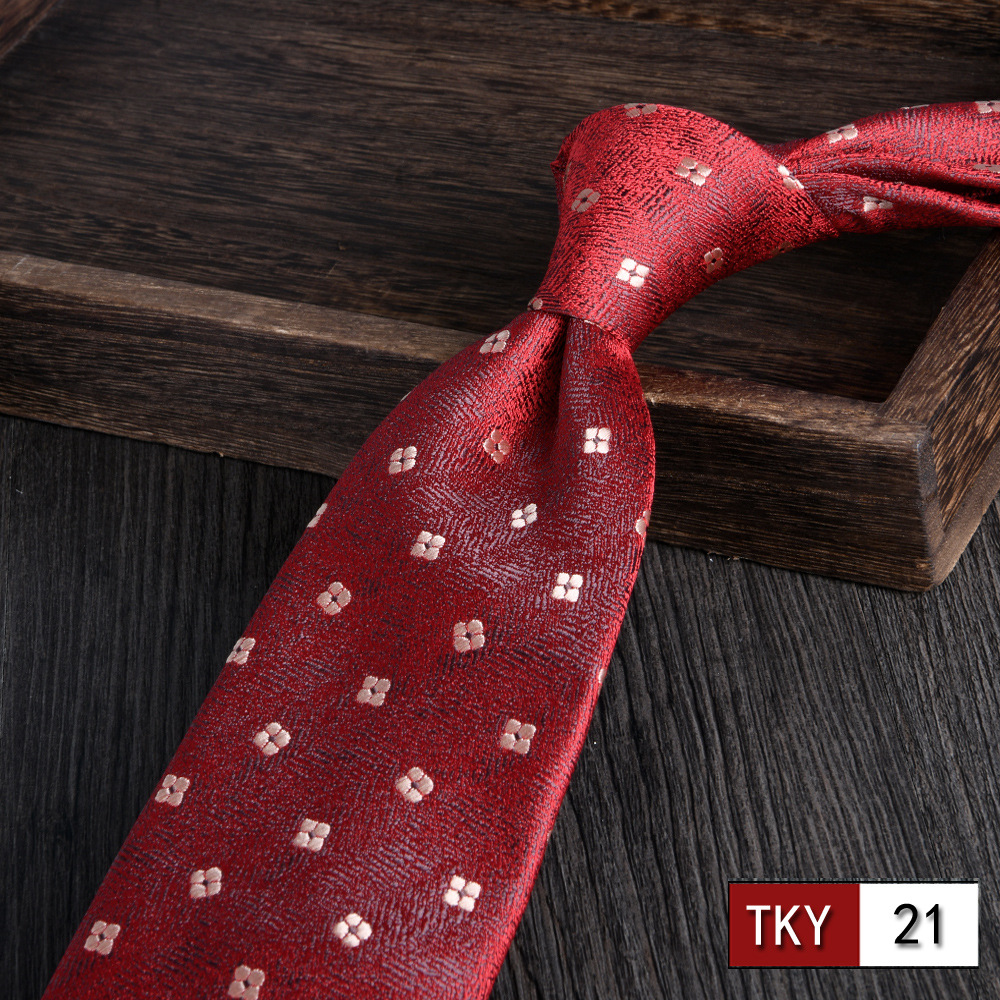 Corbata hombre vestido de negocios profesionales vino rojo novio casamiento Jacquard 8cm mano nueva tendencia spot