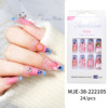 Nail stickers, crystal, long fake nails for manicure, European style, 24 pieces, flowered