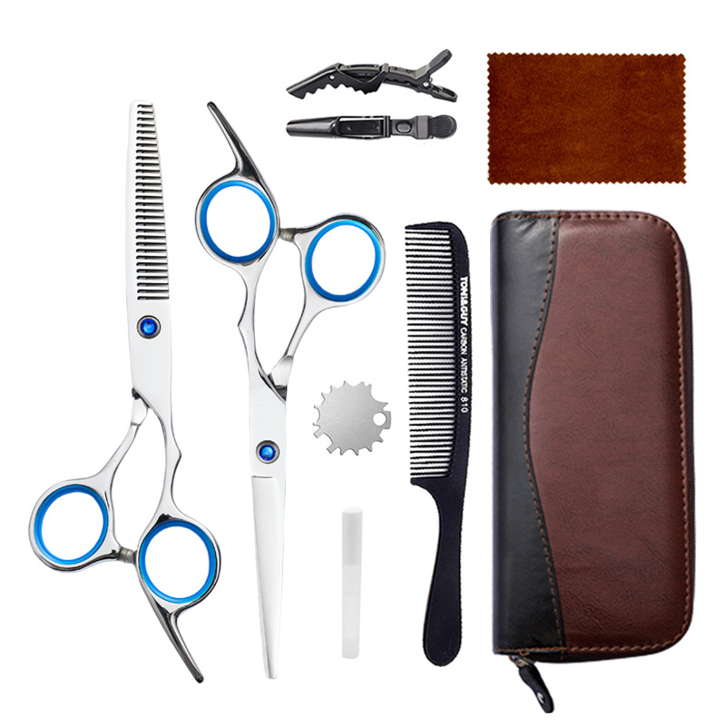 Juego de tijeras de peluquería de 6 pulgadas, acero inoxidable 440C, tijeras planas, tijeras de entresacar, herramienta para flequillo, tijeras de peluquería Amazon