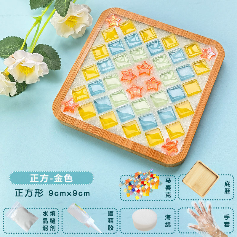 Nuevo producto bricolaje hecho a mano posavasos paquete de material mosaico padre-hijo creativo jardín de infantes pequeño regalo al por mayor juguetes educativos