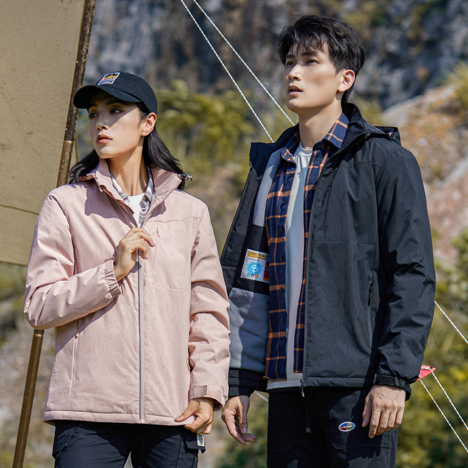 Outdoor Jacket for Men, Couple Style Self-Driving Travel Mountaineering Jacket, Velvet Thickeneded Windproof, Waterproof and Warm Cotton Jacket for Women