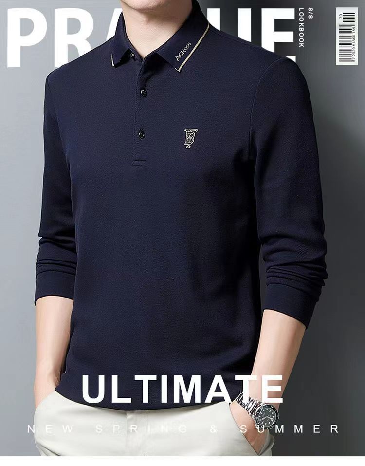 Polo à manches longues pour homme brodé chic et décontracté_voghion.com
