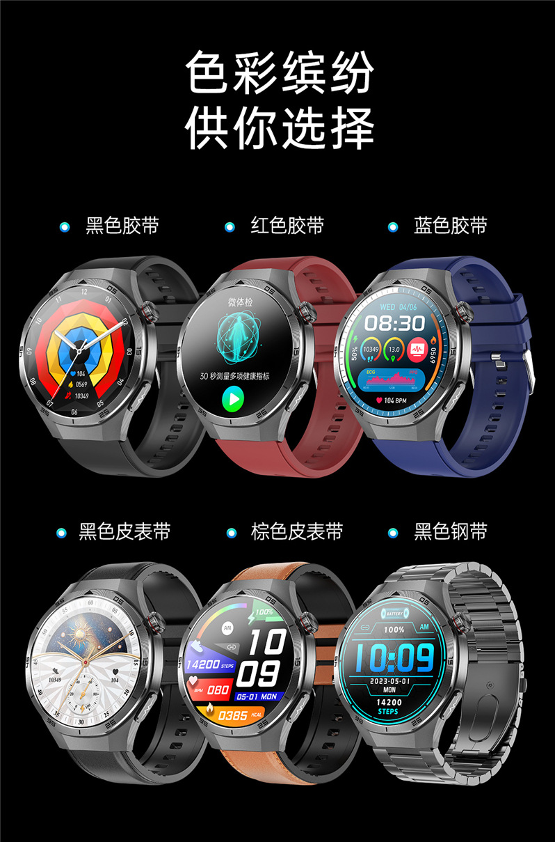 The 2025 new ET456 smartwatch features a 1.56 large AMOLED screen, ECG, Bluetooth call, heart rate and sleep mode undefined