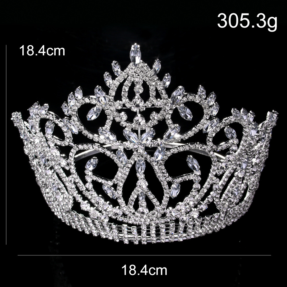 Europeo y americano caliente-venta nupcial corona tocado Comercio exterior joyería simple lujo hoja rhinestone belleza selección gran corona