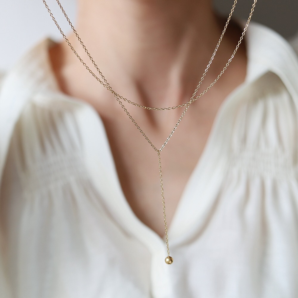 Daily Occasion Fashion Solid Color Titanium Steel Layered Necklaces 1 Piece