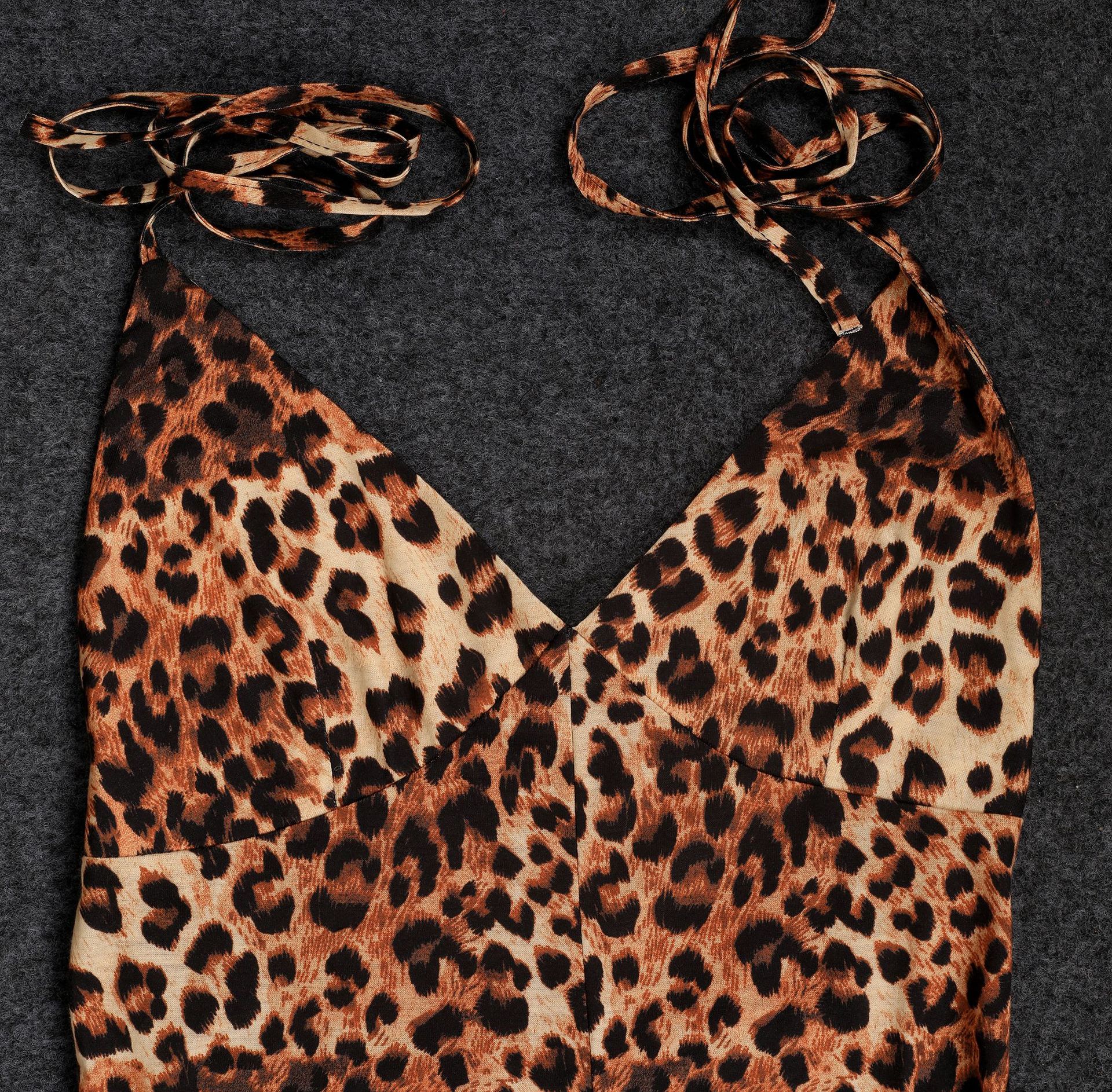 Women Clothing Leopard Print Jumpsuit Sling Micro Pull Sleeveless Jumpsuit Summer