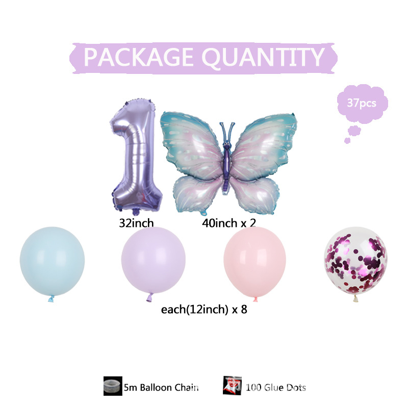 32 pulgadas luz púrpura mariposa digital película de aluminio látex globo traje niñas cumpleaños fiesta decoración regalo