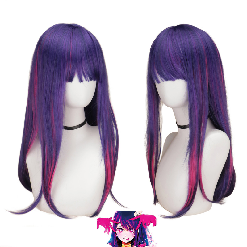 The child I pushed, Hoshino, loves cos wig to simulate scalp top with special blue and purple long hair