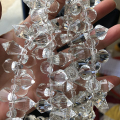 中南柱橫孔水滴8*21mm水晶玻璃長尖珠DIY飾品門帘配件散珠子批發