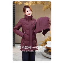 冬季中长款棉服女中年妈妈简约宽松加厚保暖时尚简约修身棉衣批发