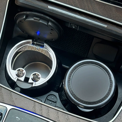 Car ashtray, with Stainless Steel Inner Liner - solid-color-one-pack