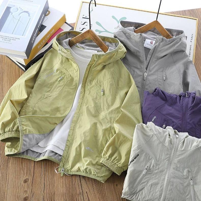 Boys' Thin Sun Protection Jacket, Spring/Summer 2026 Children's Mesh Casual Trendy Top, Softshell Windbreaker for Medium and Large Children