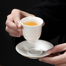 德化羊脂玉白瓷茶杯垫杯托家用陶瓷小茶托主人杯套组long雕刻礼品