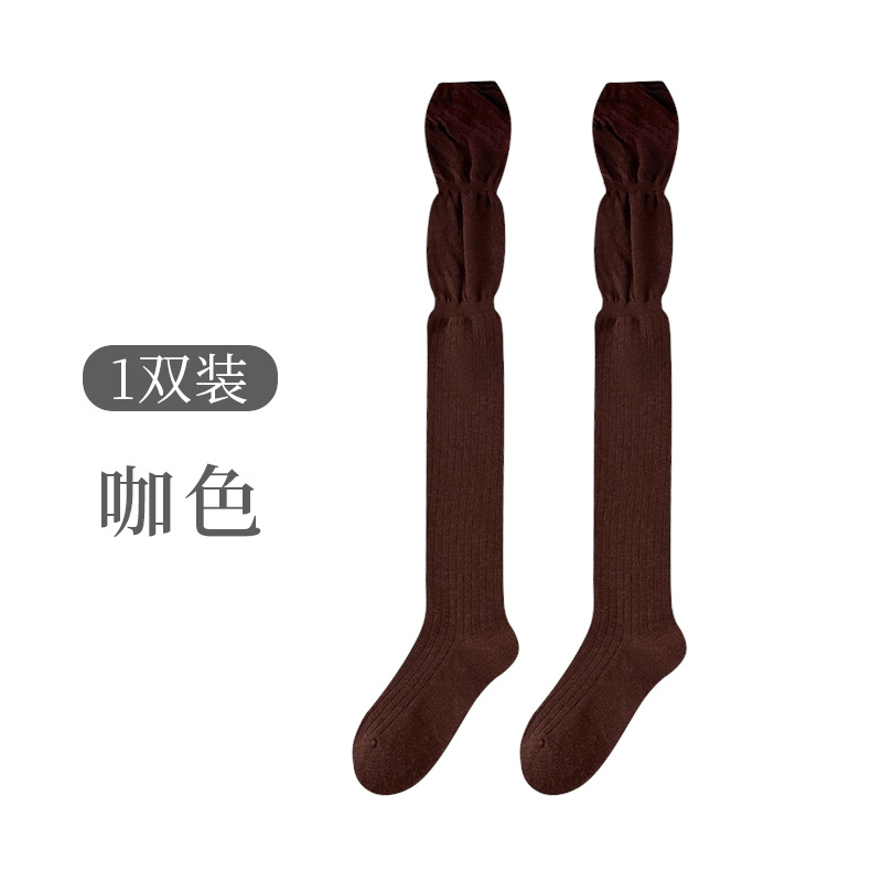 膝を越えた太ももの靴下の女性の純色の二重の日本の積み重ねの靴下は滑り止めができません。