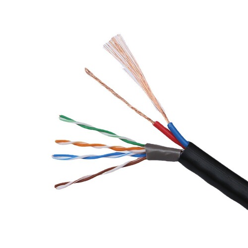 Coaxial power supply integrated outdoor network monitoring cable with 4-core and 8-core oxygen-free copper, comprehensive and composite cable, 300