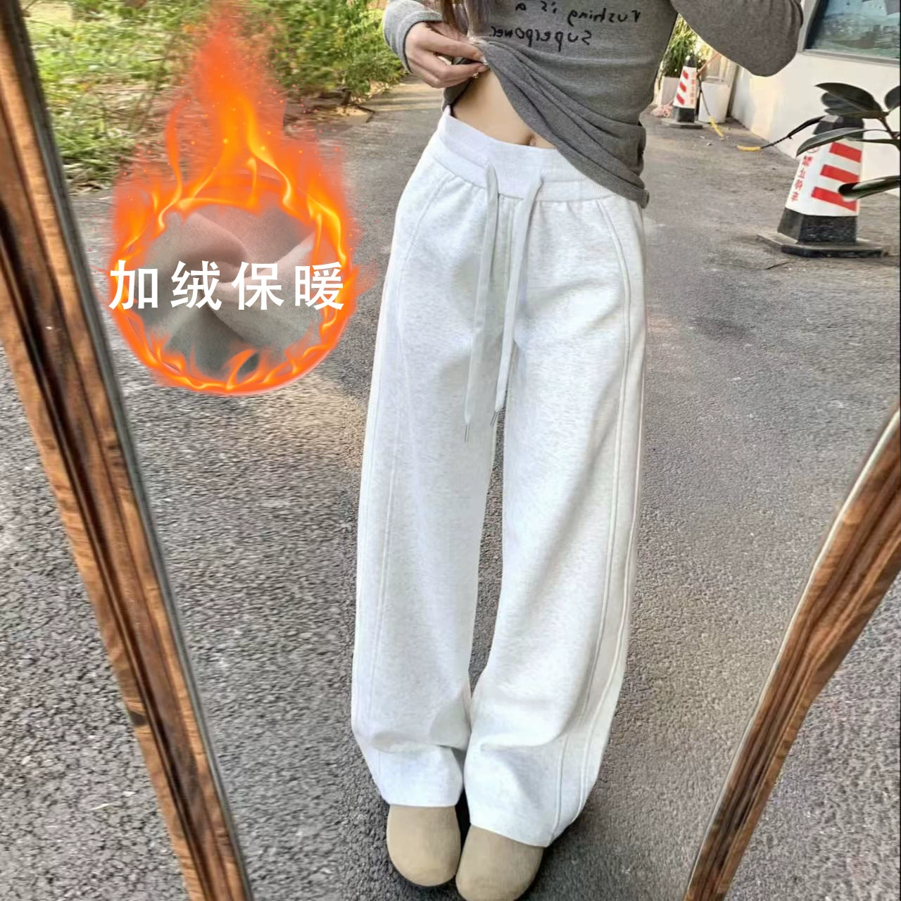 luludarling толстовка с флисовой подкладкой, брюки для подводного плавания, женские широкие брюки, свободные спортивные прямые брюки с высокой талией, теплые и повседневные