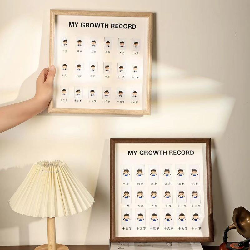 Marcos de fotos de crecimiento infantil conmemorativo de aniversario de un bebé de un año de edad 18 años iluminación del campus