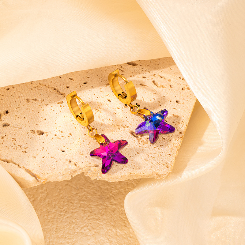 11g Weight 0.03µm Gold Plating Thickness Electroplated Gold Plating Process 201 Stainless Steel Ear Needle Material Golden Plated Plating Material Zircon Inlay Material Drop Earrings Classification 1 Pair Quantity Daily Occasion 201 Stainless Steel Material Star, Heart Shape Pattern Women's Gender Elegant, Retro Style Plating Craft Titanium Steel Star Heart Shape Elegant Retro Drop Earrings For Women's 7