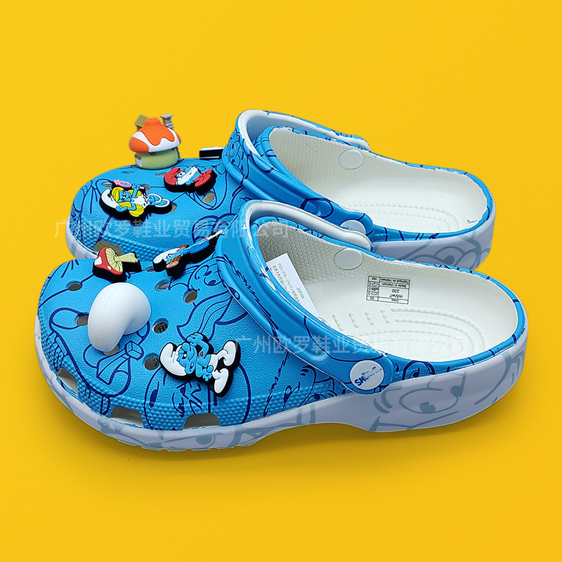 Smurfs Smurfs Co-Branded Family Clogs Flats Sandals Non-Slip Wear-Resistant Beach Shoes Lazy Sandals