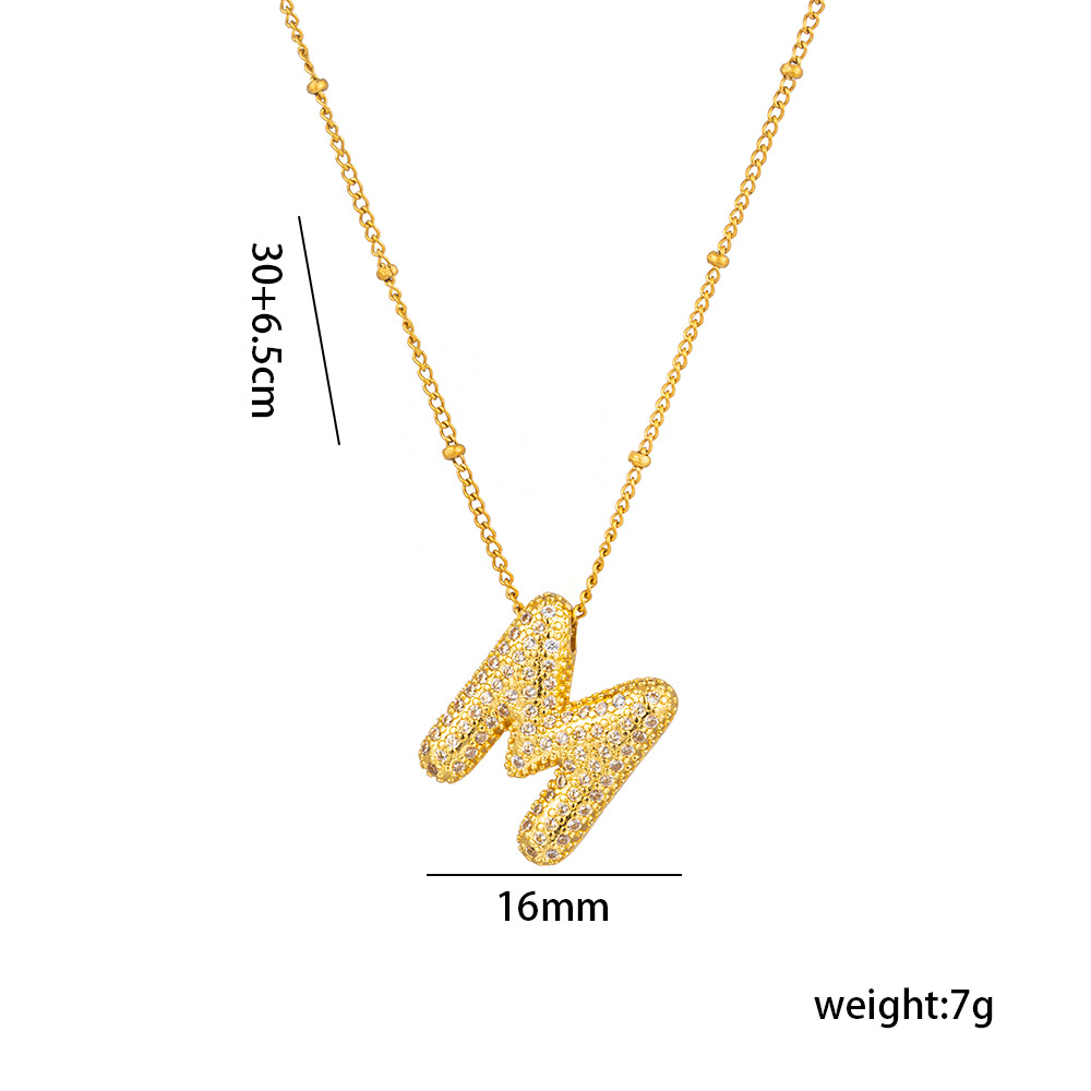 Acero Titanio Cobre Chapados en oro de 18k Casual Estilo Simple Embutido Letra Circón Collar Colgante display picture 13