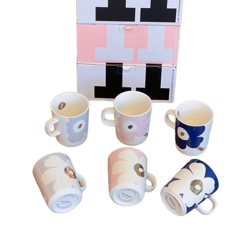 フィンランドマール ピンクゴールドマグ グレーゴールド ペアコーヒーカップ 食器 サクラピンク セラミック 限定ギフトボックス|undefined