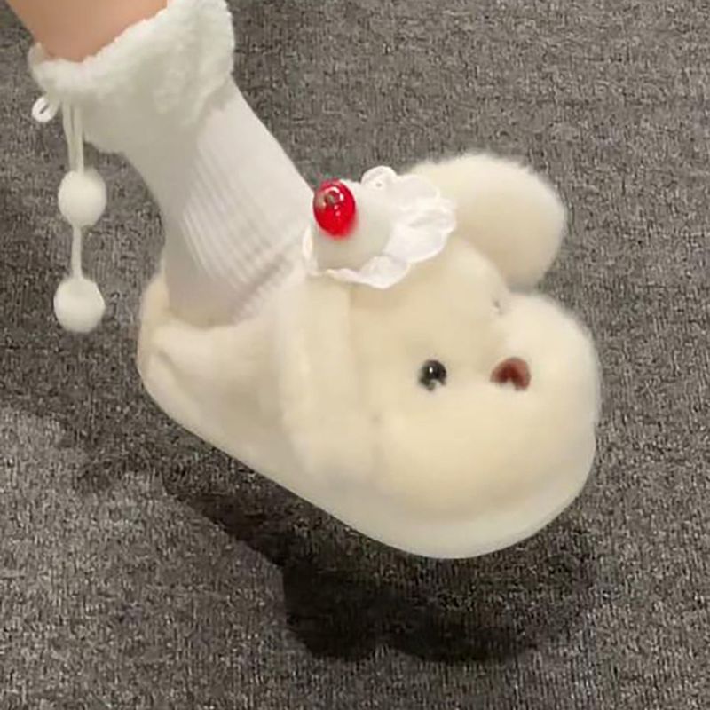 可爱卡通增高厚底毛毛拖鞋女外穿2025新款毛绒秋冬软底包头拖|undefined