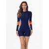 Zippered One Piece Competitive Swimsuit High Elastic Long|ms