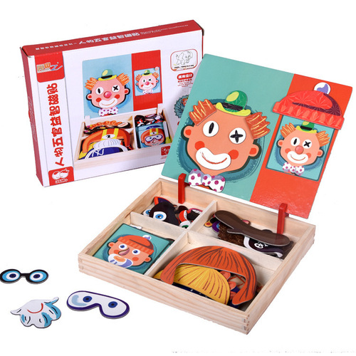 The same children's multifunctional magnetic puzzle girl's dressing up magnetic drawing board 3-6 years old early education educational toy