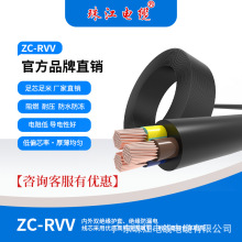 广东珠江电缆2芯3芯RVV0.5-4黑白护套铜芯电线家装软阻燃电源线