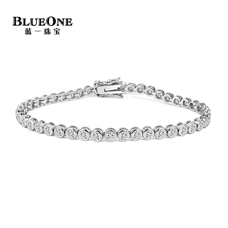 Copper Inlaid Zircon Bracelet for Women, Light Luxury Design, Round Tennis Chain, Fashionable Amazon Foreign Trade Popular Hand Jewelry